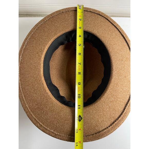 Women's Wool Blend Belted Hat Tan Elevated Boho Safari Moto Boho Monochrome - Picture 7 of 9